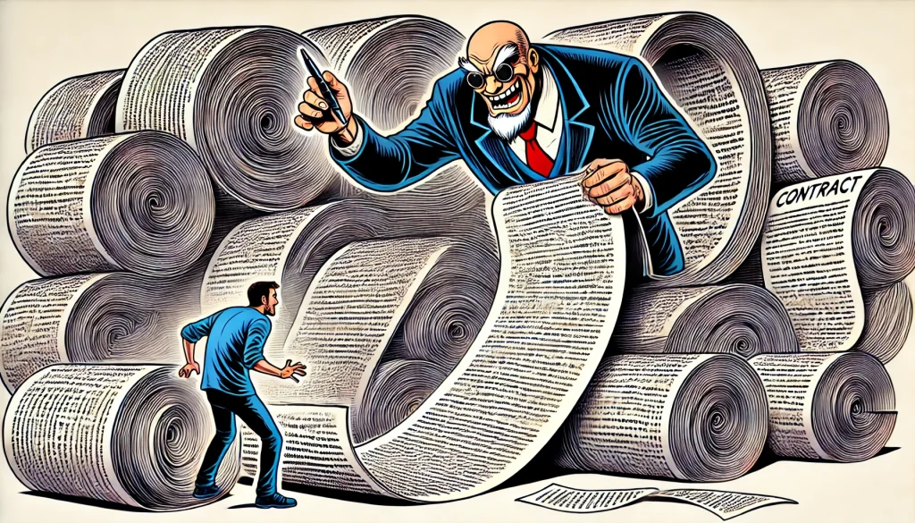 homme menaçant qui veut contrainte un homme à signer un contrat