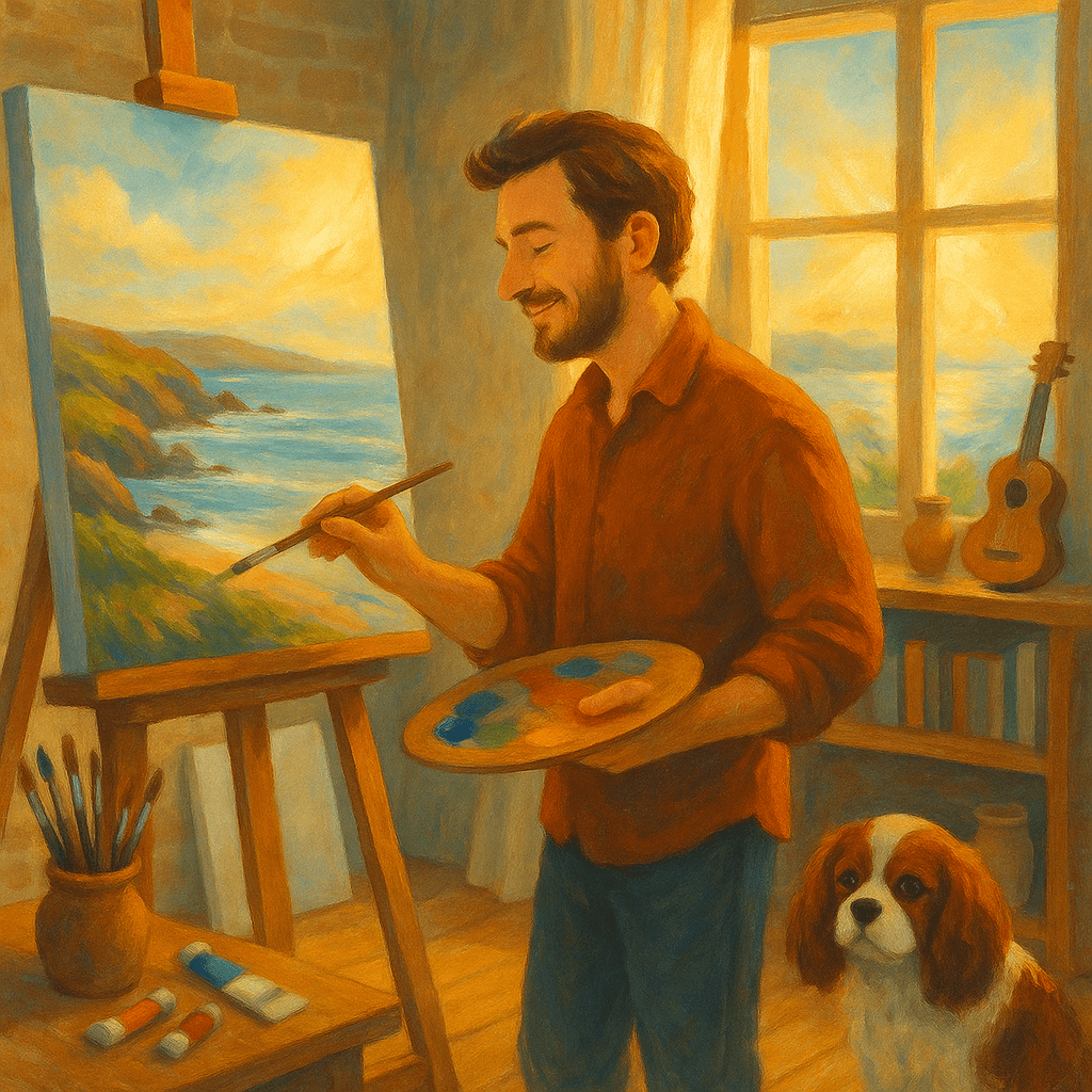 Homme en train de peindre un tableau