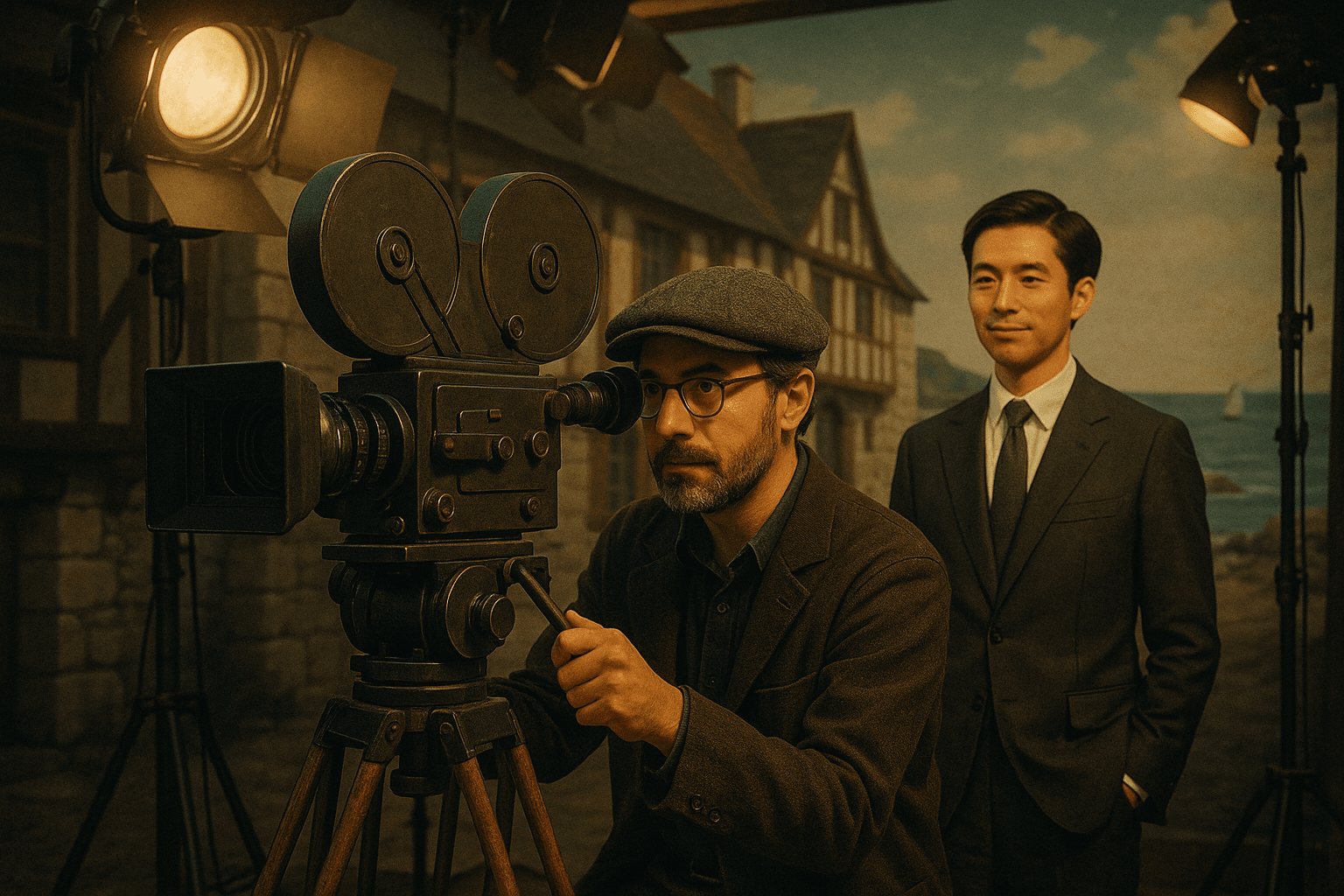 Un réalisateur filme à l'aide d'une caméra