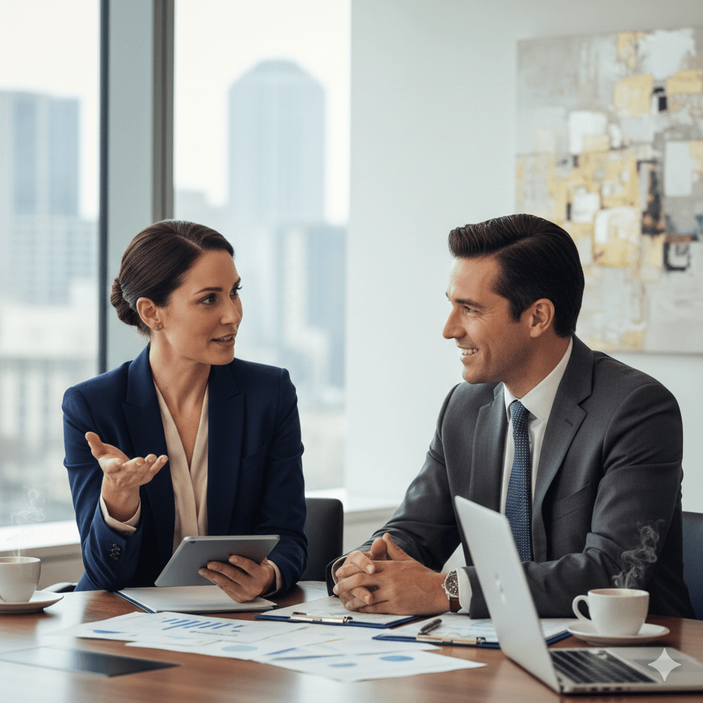 Un homme et une femme discutent